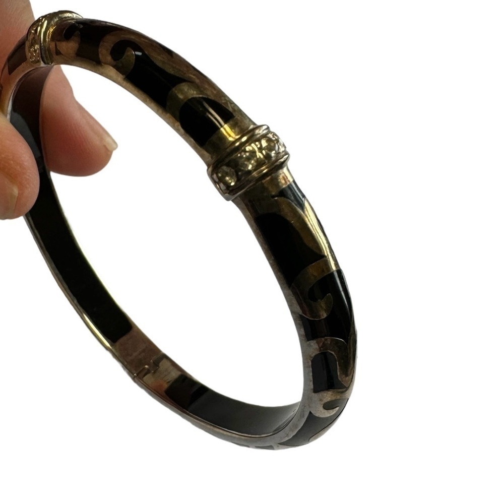 Angelique de Paris Veranda Black Resin Sterling Silver Bracelet With CZ - Picture 7 of 10
